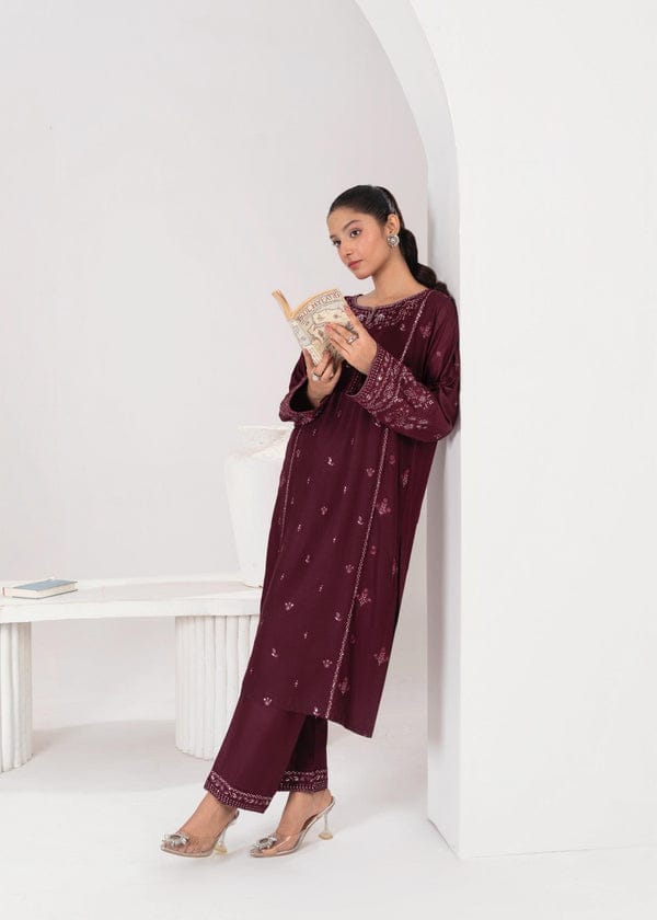 LARA EMBROIDERED 2PCS PLUM Ready To Wear