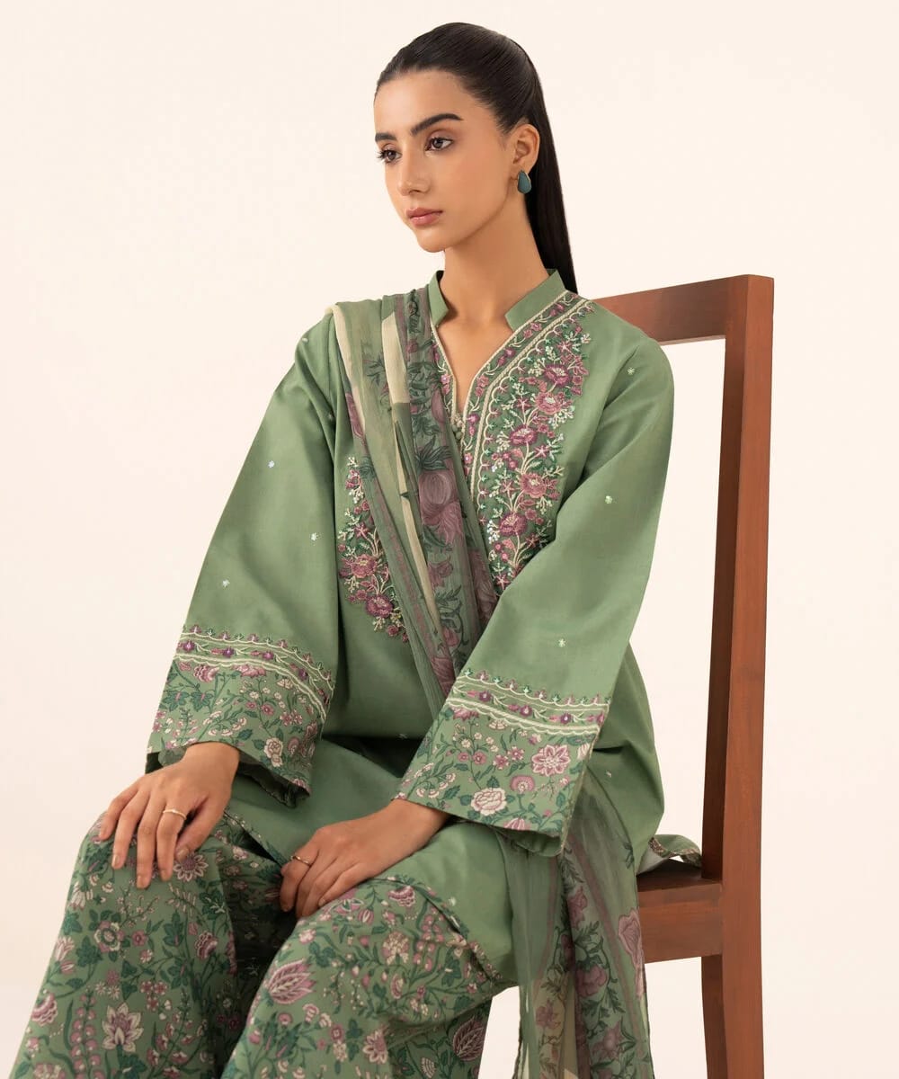 SAPPHIRE Unstitched 3 Piece - Embroidered Cotton Viscose Suit